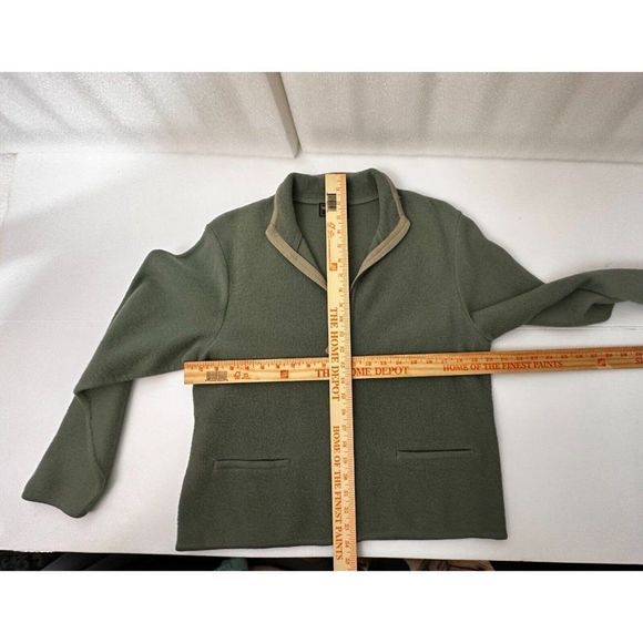 Woolrich Cardigan  Olive Green Cardigan  100%  Lambs Wool Full Zip Size L #1119 - Picture 14 of 16